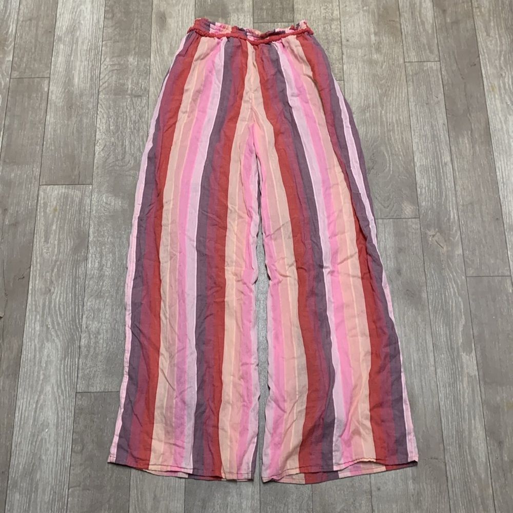 Womens Tularosa Striped Wide Leg Multi Color Lightweight‎ Lined Pants - Picture 2 of 7